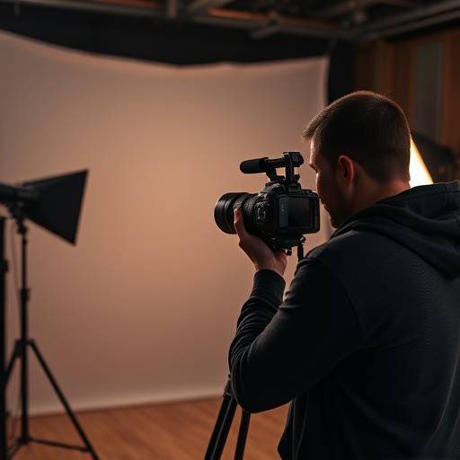 Photographer taking a portrait in a studio setting