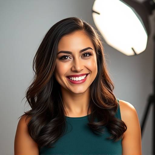 Portrait of Elena Rodriguez, Co-Founder and Creative Director of Apex Media Studios, smiling confidently.