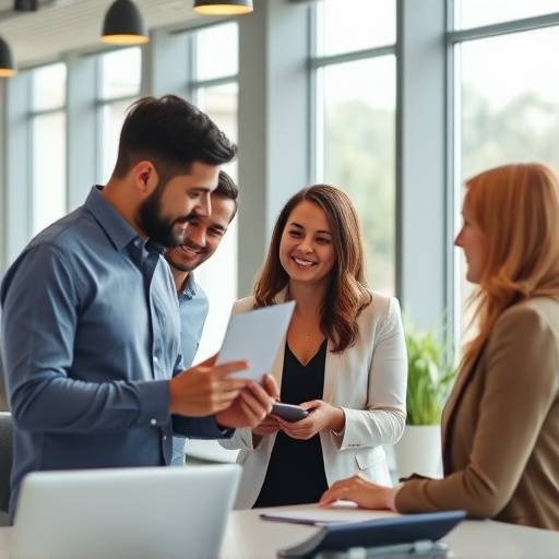 Still from a corporate promotional video showcasing a team working